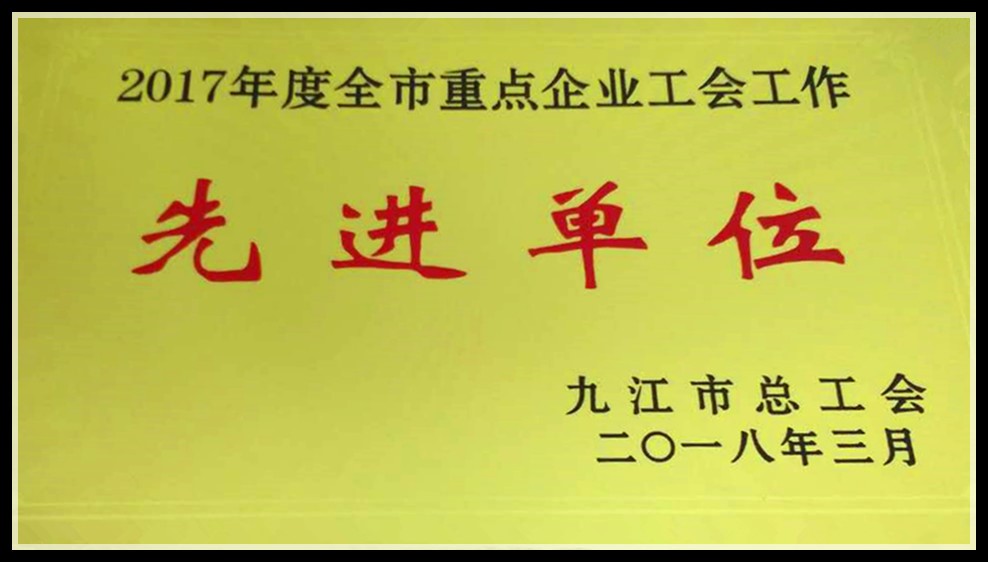 九江賽晶科技榮獲2017年度全市重點企業工會工作&ldquo;先進單位&rdquo;